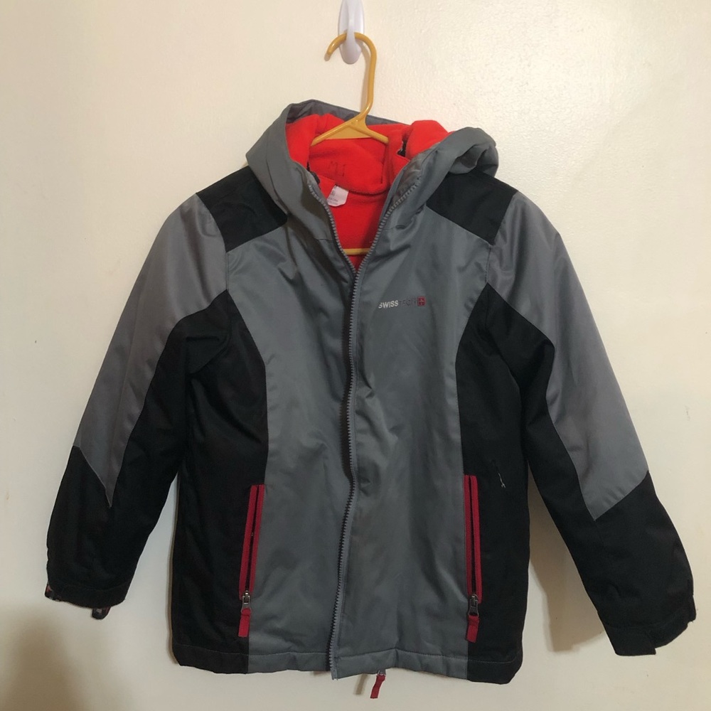 Swiss tech kids grey winter jacket